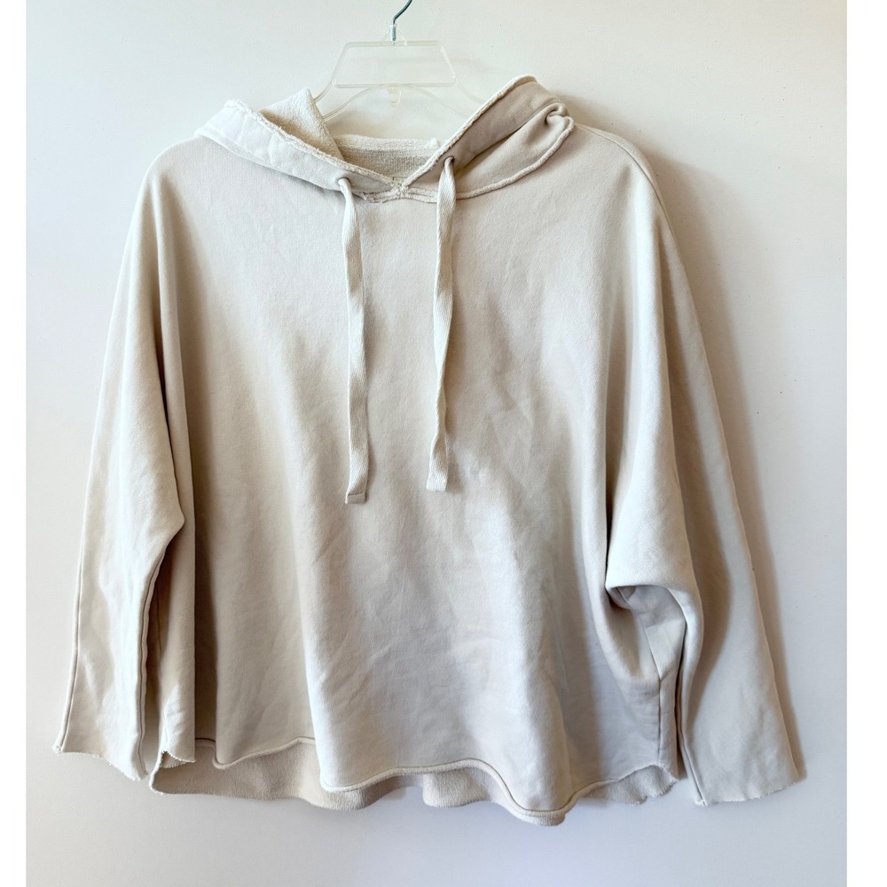 NWOT $258 Rare FRANK & EILEEN Cream KANE Capelet Triple Fleece Hoodie XL -Flaw